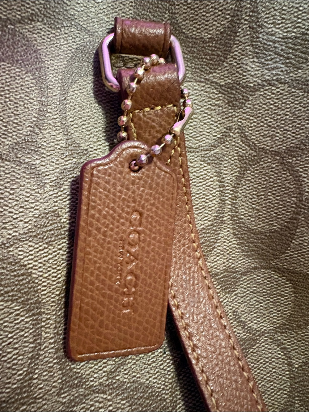Coach Brown Signature Leather Shoulder Tote - Picture 8 of 11